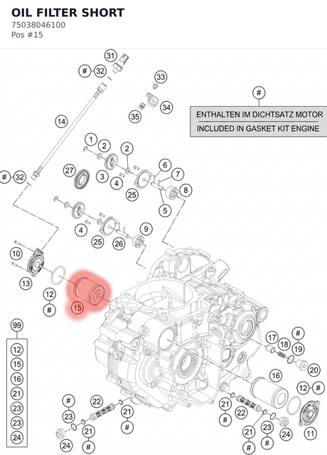 Diagram preview: OIL FILTER SHORT (75038046100)