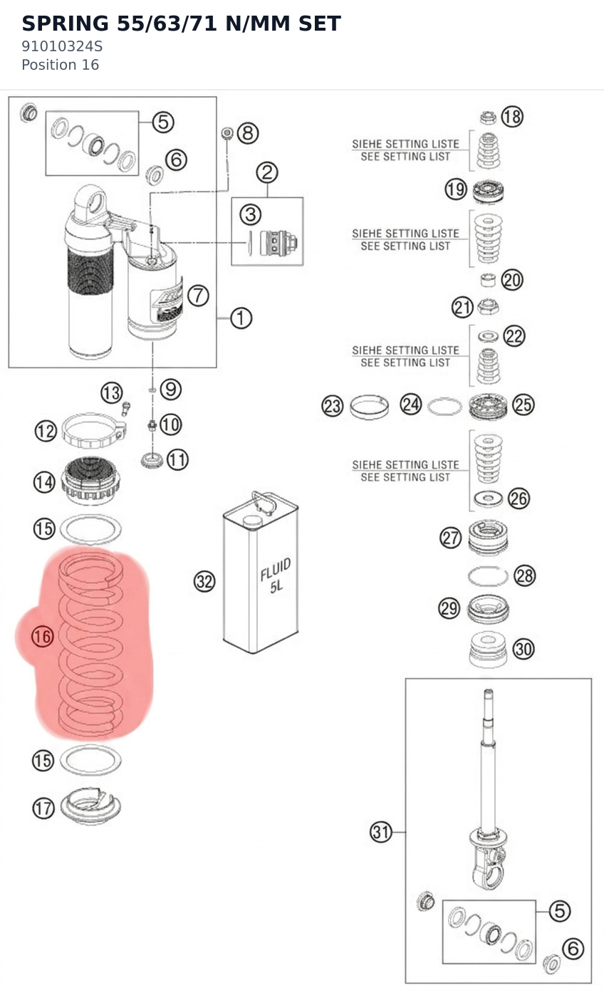 Diagram preview: SPRING 55/63/71 N/MM SET (91010324S)