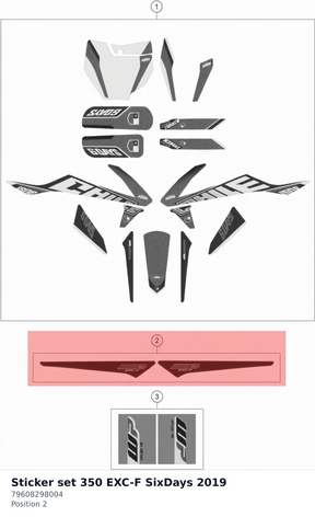 Diagram preview: Sticker set 350 EXC-F SixDays 2019 (79608298004)