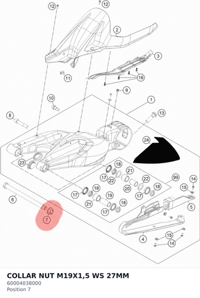 Diagram preview: COLLAR NUT M19X1,5 WS 27MM (60004038000)