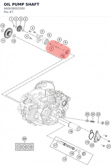 Diagram preview: OIL PUMP SHAFT (A60638002000)