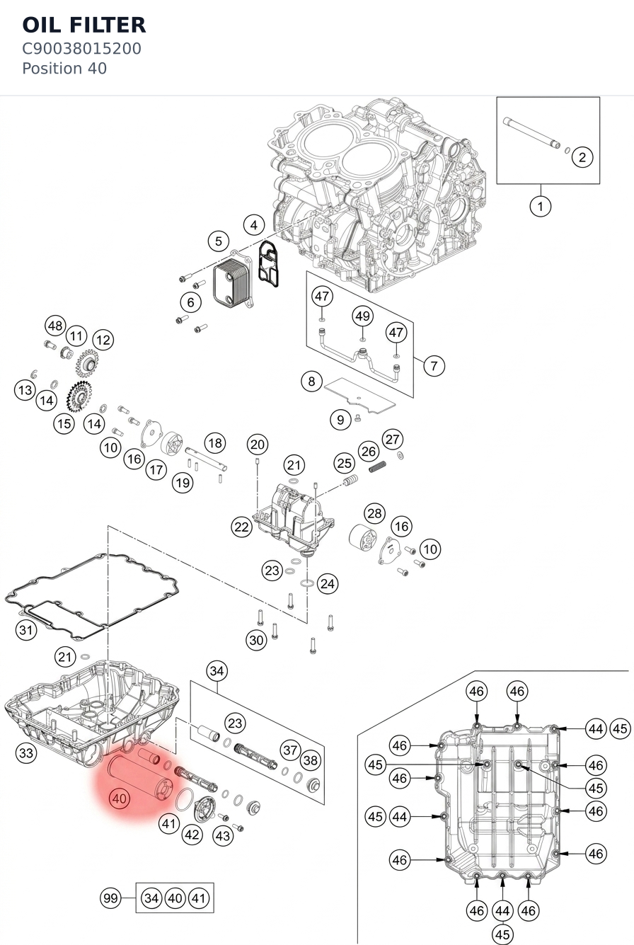 Diagram preview: OIL FILTER (C90038015200)