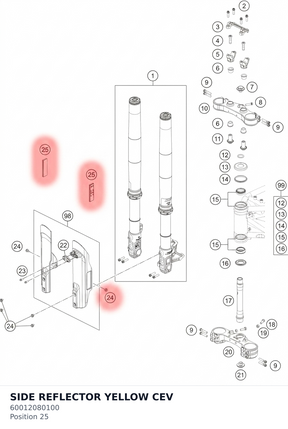 Diagram preview: SIDE REFLECTOR YELLOW  CEV (60012080100)