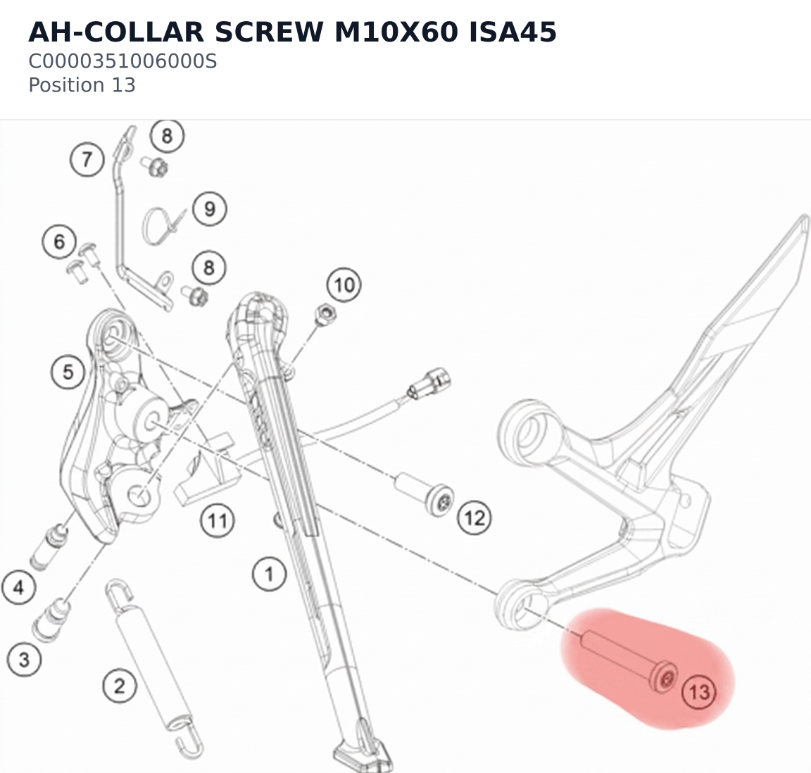 Diagram preview: AH-COLLAR SCREW M10X60 ISA45 (C0000351006000S)