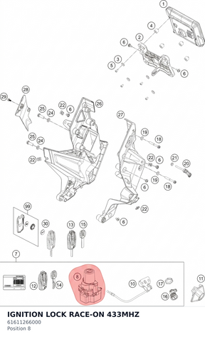 Diagram preview: IGNITION LOCK RACE-ON 433MHZ (61611266000)
