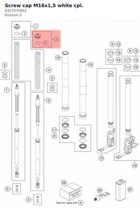 Diagram preview: Screw cap M16x1,5 white cpl. (43570709S2)