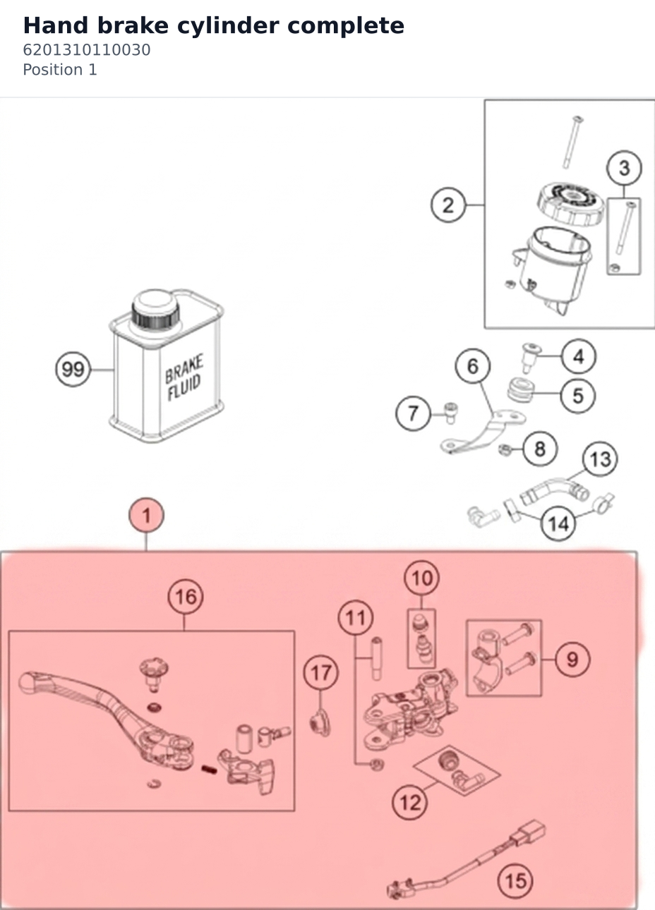 Diagram preview: Hand brake cylinder complete (6201310110030)