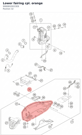 Diagram preview: Lower fairing cpl. orange (90808020033EB)
