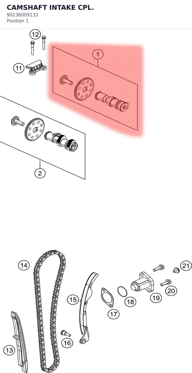Diagram preview: CAMSHAFT INTAKE CPL. (90236009133)