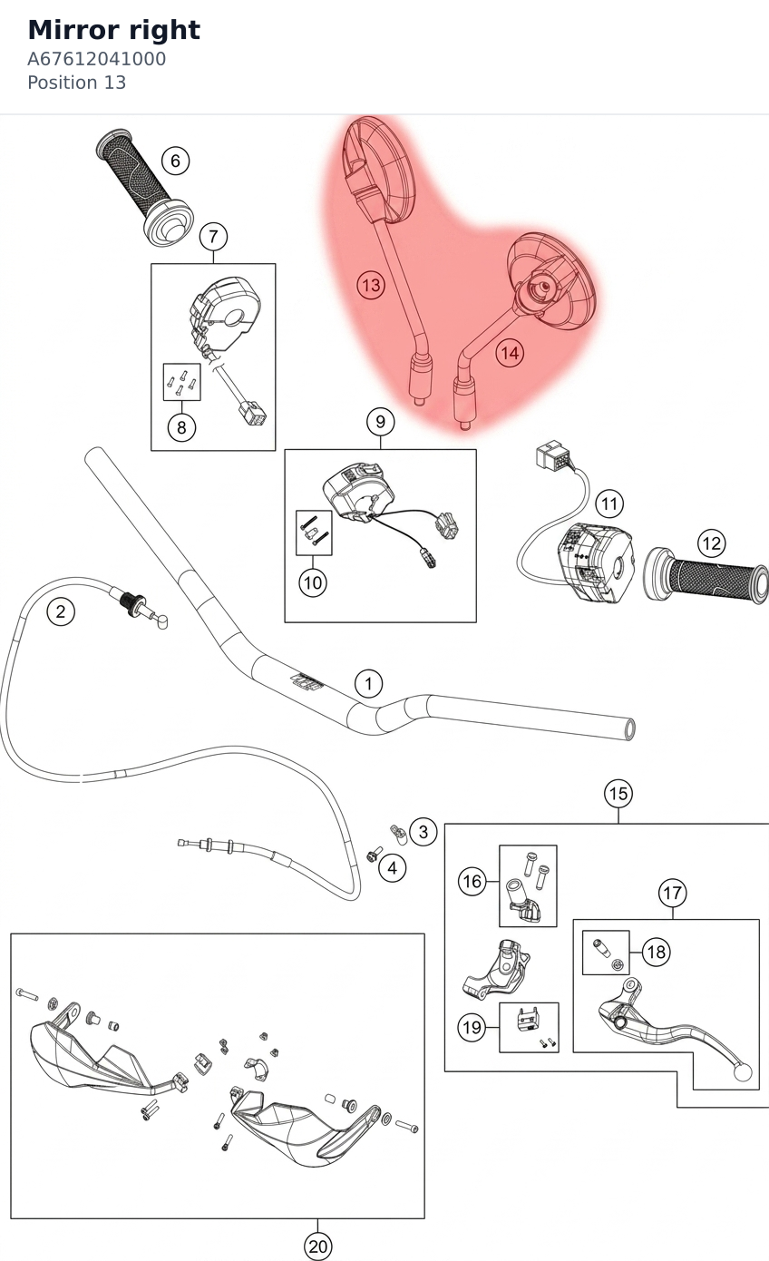 Diagram preview: Mirror right (A67612041000)