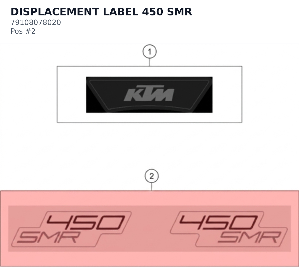 Diagram preview: DISPLACEMENT LABEL 450 SMR (79108078020)