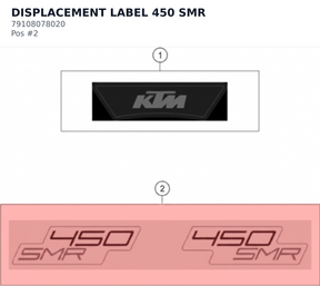 Diagram preview: DISPLACEMENT LABEL 450 SMR (79108078020)