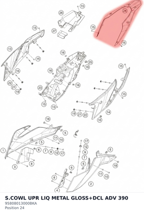 Diagram preview: S.COWL UPR LIQ METAL GLOSS+DCL ADV 390 (95808013000BKA)