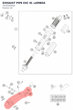 Diagram preview: EXHAUST PIPE EXC W. LAMBDA (78705009000)