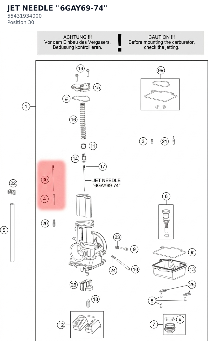 Diagram preview: JET NEEDLE ''6GAY69-74'' (55431934000)