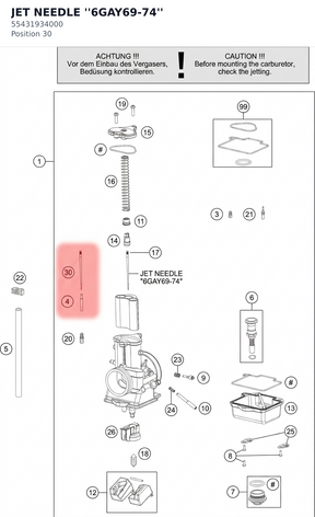 Diagram preview: JET NEEDLE ''6GAY69-74'' (55431934000)