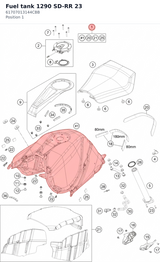 Diagram preview: Fuel tank 1290 SD-RR 23 (61707013144CBB)