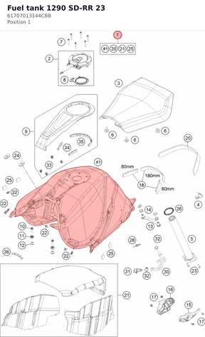 Diagram preview: Fuel tank 1290 SD-RR 23 (61707013144CBB)