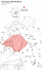 Diagram preview: Fuel tank 1290 SD-RR 23 (61707013144CBB)