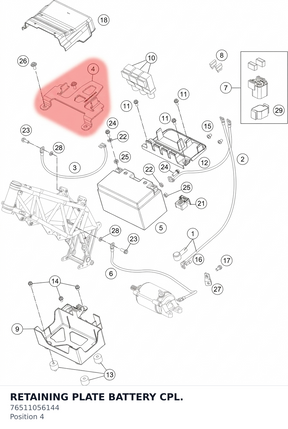 Diagram preview: RETAINING PLATE BATTERY CPL. (76511056144)