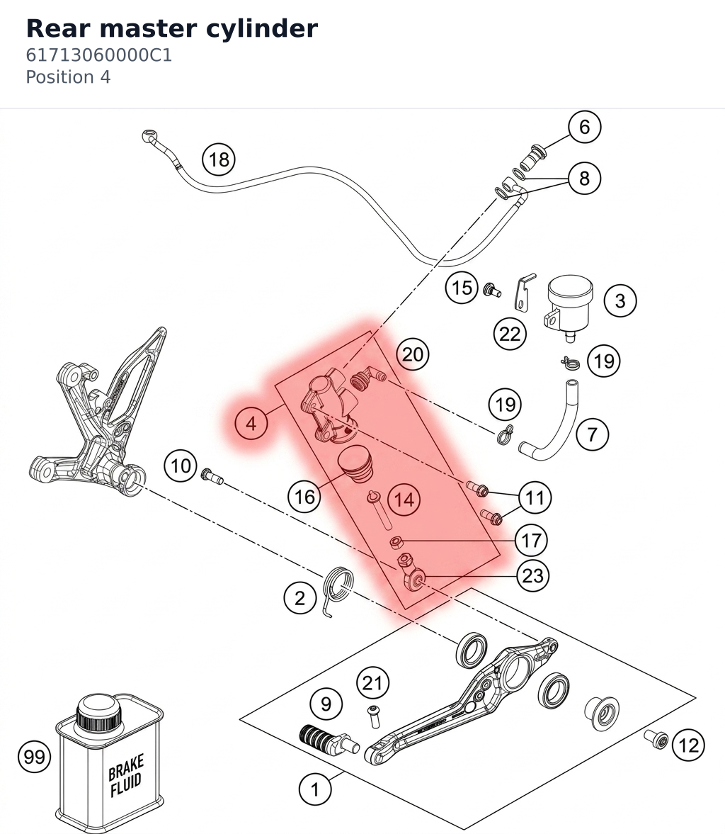 Diagram preview: Rear master cylinder (61713060000C1)
