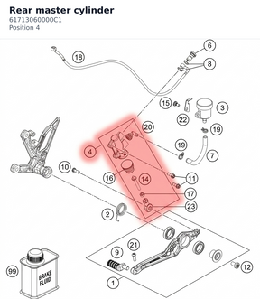 Diagram preview: Rear master cylinder (61713060000C1)