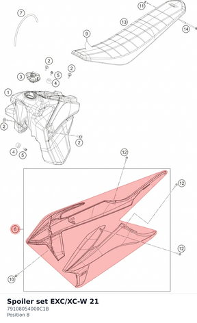 Diagram preview: Spoiler set EXC/XC-W 21 (79108054000C1B)