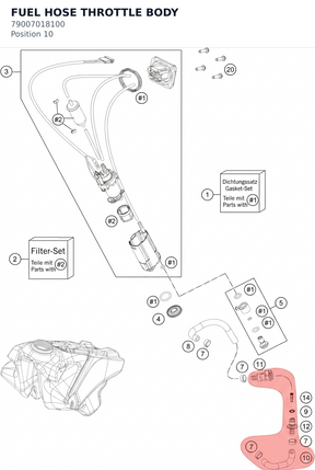 Diagram preview: FUEL HOSE THROTTLE BODY (79007018100)