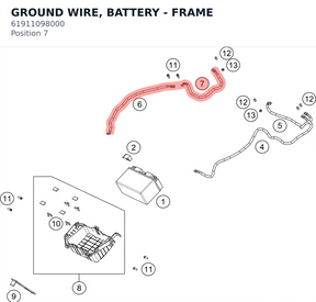 Diagram preview: GROUND WIRE, BATTERY - FRAME (61911098000)