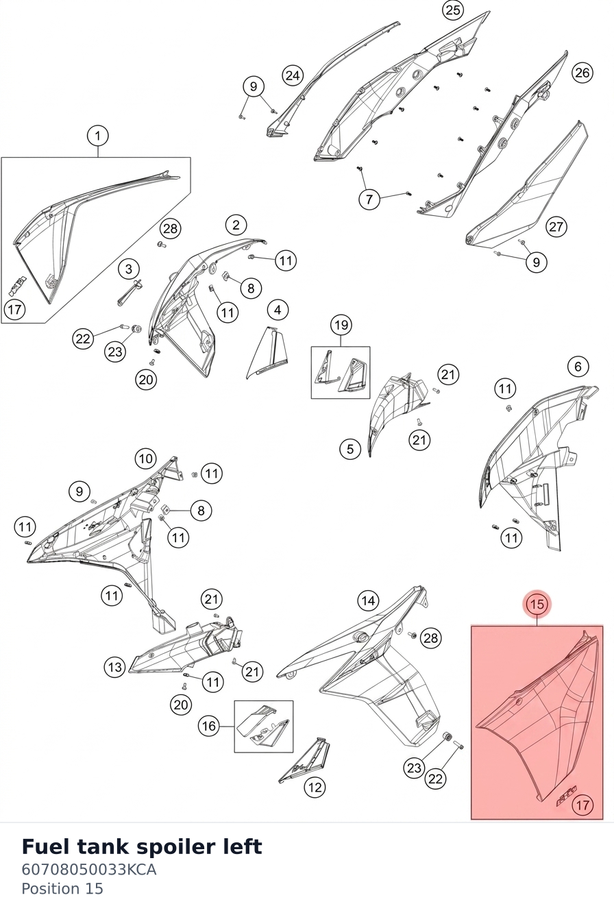 Diagram preview: Fuel tank spoiler left (60708050033KCA)