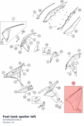Diagram preview: Fuel tank spoiler left (60708050033KCA)