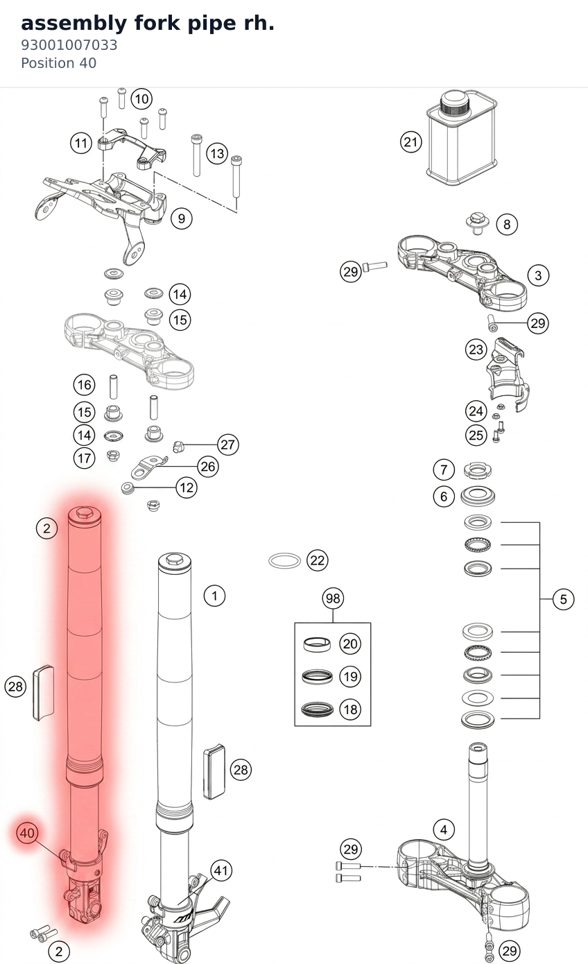 Diagram preview: assembly fork pipe rh. (93001007033)