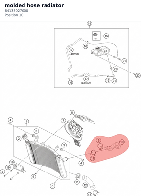 Diagram preview: molded hose radiator (64135027000)