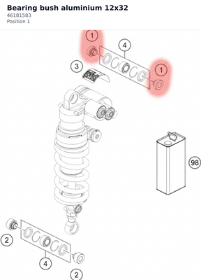 Diagram preview: Bearing bush aluminium 12x32 (46181583)
