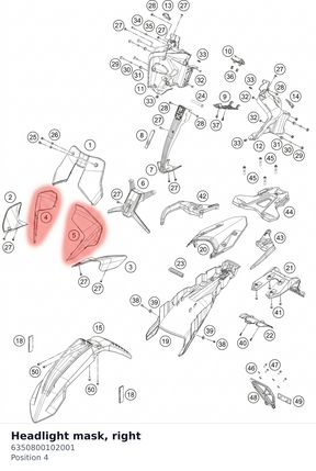 Diagram preview: Headlight mask, right (6350800102001)