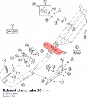 Diagram preview: Exhaust clamp tube 50 mm (63605058100)