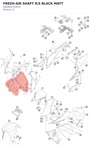 Diagram preview: FRESH-AIR SHAFT R/S BLACK MATT (6900802310033)