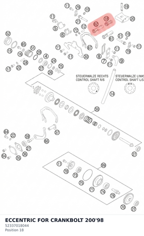 Diagram preview: ECCENTRIC FOR CRANKBOLT 200'98 (52337018044)