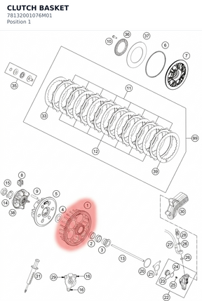 Diagram preview: CLUTCH BASKET (78132001076M01)