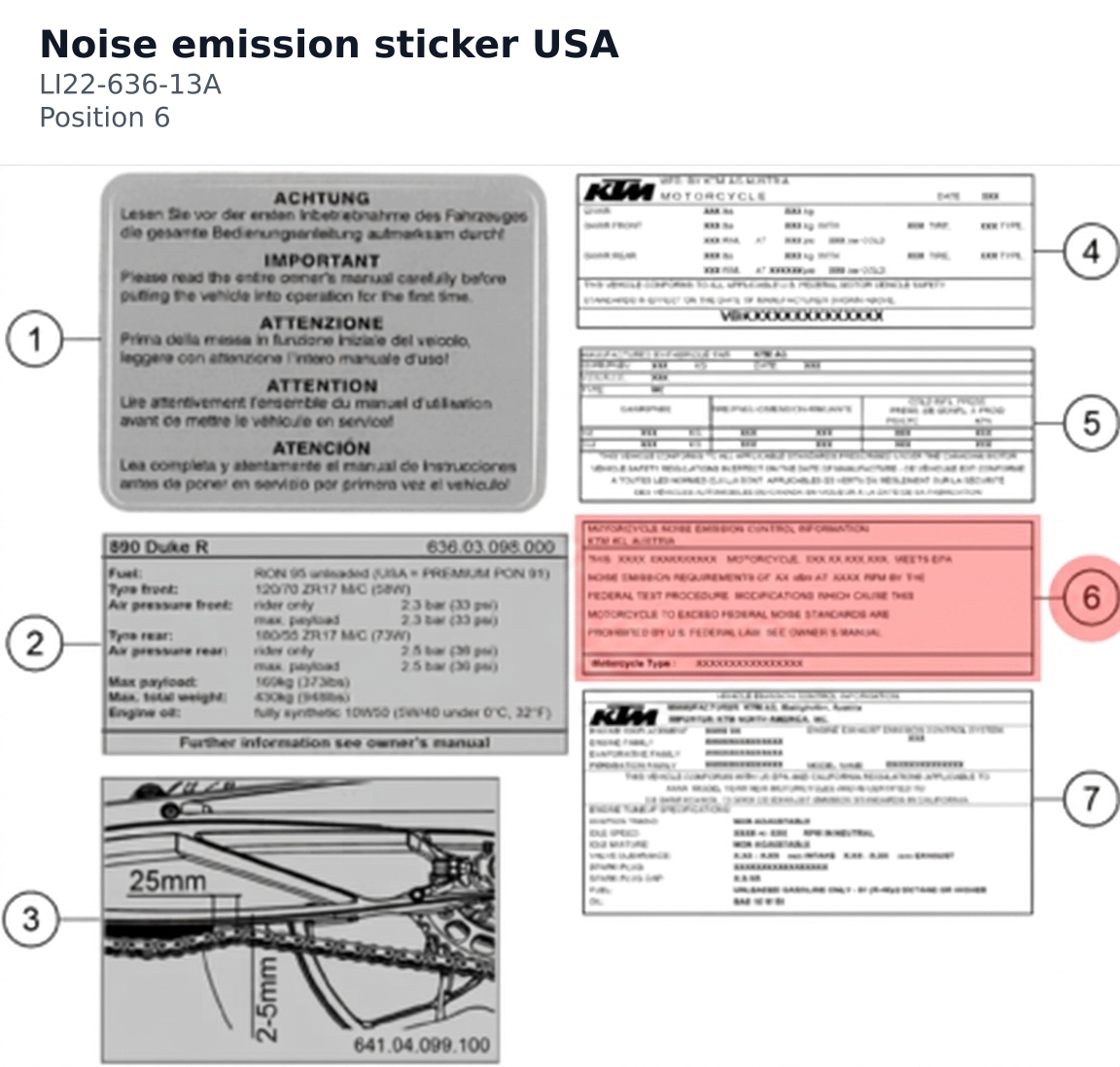 Diagram preview: Noise emission sticker USA (LI22-636-13A)