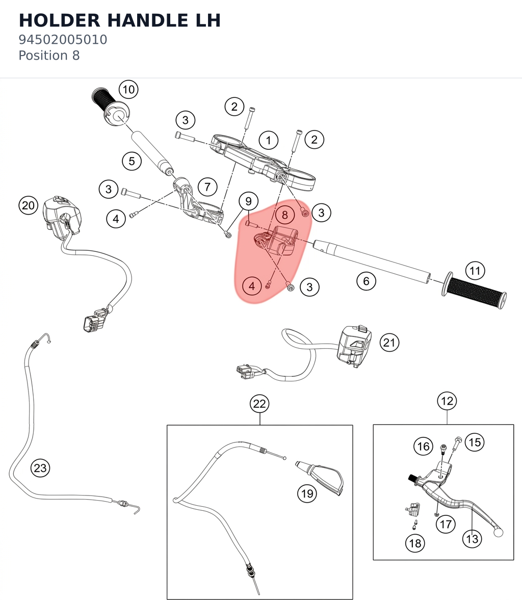 Diagram preview: HOLDER HANDLE LH (94502005010)