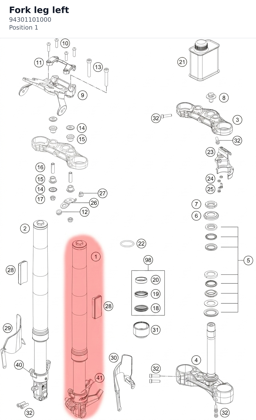 Diagram preview: Fork leg left (94301101000)