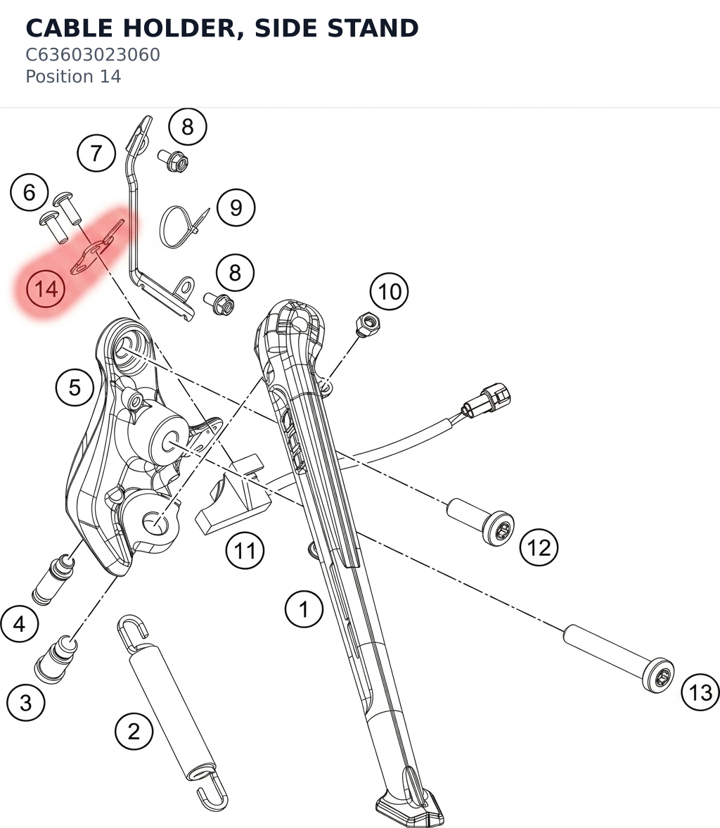 Diagram preview: CABLE HOLDER, SIDE STAND (C63603023060)