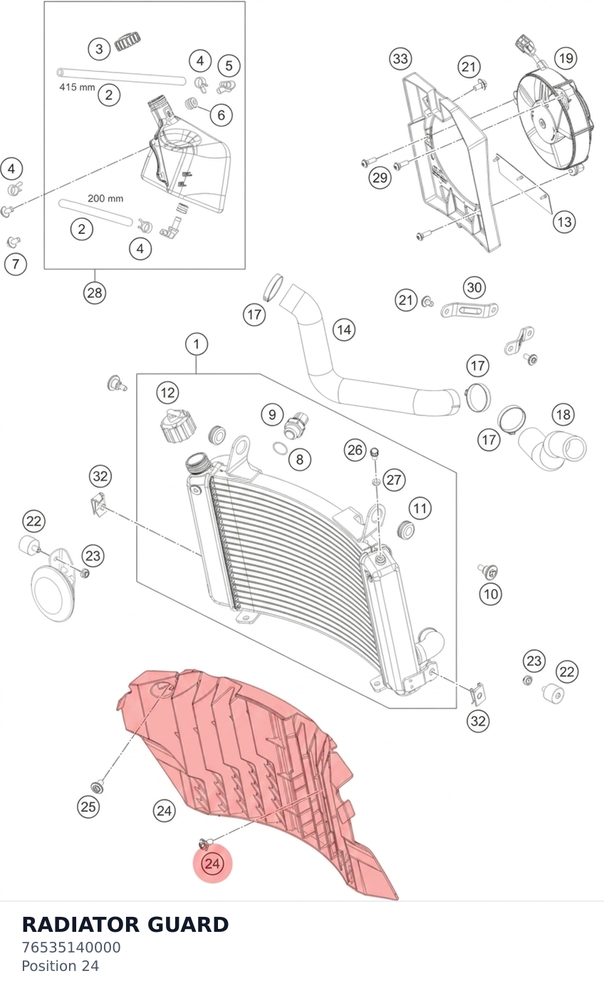 Diagram preview: RADIATOR GUARD (76535140000)