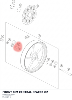 Diagram preview: FRONT RIM CENTRAL SPACER OZ (B3309013000)