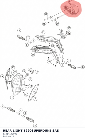 Diagram preview: REAR LIGHT 1290SUPERDUKE SAE (61314140000)