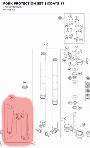 Diagram preview: FORK PROTECTION SET SIXDAYS 17 (7770109410028E)