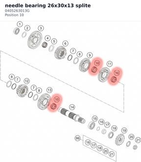 Diagram preview: needle bearing 26x30x13 splite (0405263013G)