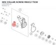 Diagram preview: HEX COLLAR SCREW M6X12 TX30 (C0025060126)
