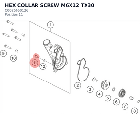 Diagram preview: HEX COLLAR SCREW M6X12 TX30 (C0025060126)